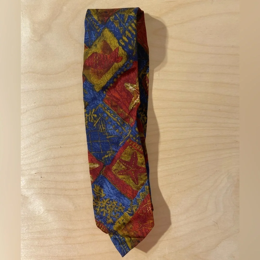 Hugo Boss Red and Blue Geometric Men's Tie (CI)